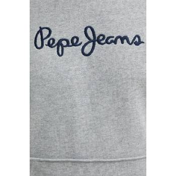 Pepe Jeans Памучен суичър Pepe Jeans NEW JOE HOODIE в сиво с качулка с апликация PM582716 (PM582716)