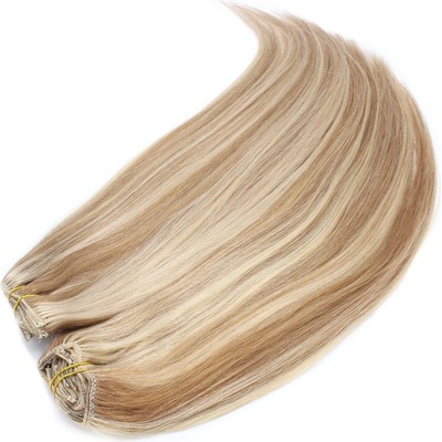 Clip in maxi set 43cm pravé ľudské vlasy - REMY 140g - svetlý melír
