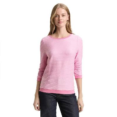 Блуза Tom tailor 1039980 Striped Jacquard sweatshirt - Pink (Tonal Rose Structure Stripe)