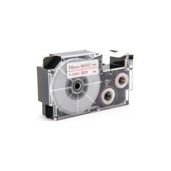 Pro Casio Съвместима лента с Casio XR-18WER 18mm x 8m червен печат / бял фон (XR18WER)