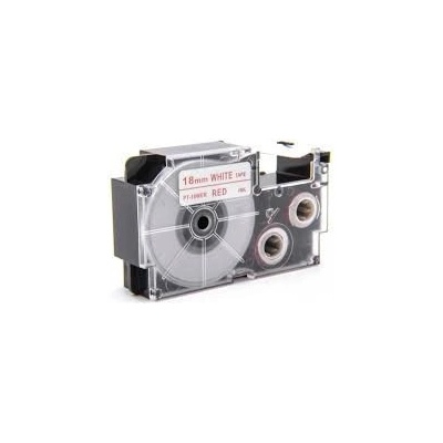 Compatible Съвместима лента с Casio XR-18WER 18mm x 8m червен печат / бял фон (XR18WER)