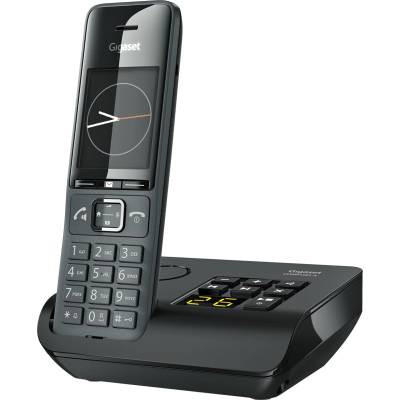 Gigaset Comfort 520A - Cordless DECT telephone with answering machine - Elegant design - Hands-free function - Comfort call protection - Address book with 200 contacts, titanium black [German version] - S30852-H3005-B103