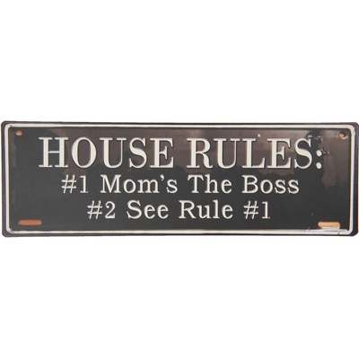 Nástěnná plechová cedule House rules - 39*13 cm - Clayre & Eef