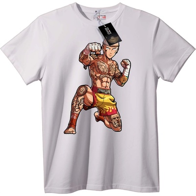 NOONEBRAND Тениска аниме боец - 2XL, White