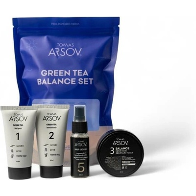 Tomas Arsov Green tea šampón 50 ml + kondicionér 50 ml + Balance obnovujúca maska 50 ml + Hair Liquid keratinová voda 30 ml