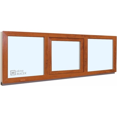 KNIPPING Plastové okno - 70 AD, 2400x600 mm, FIX/S/FIX, zlatý dub Sklo: čiré, Barva, imitace: zlatý dub/bílá (jednostranně)