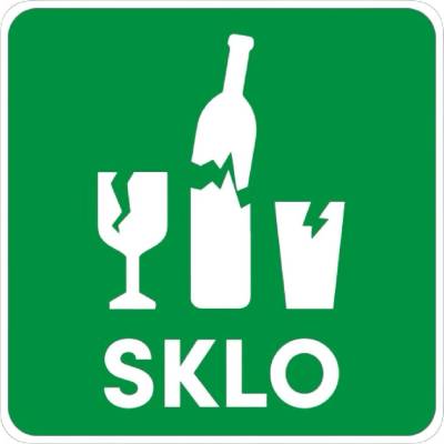 Samolepka/nálepka/označenie na separovaný odpad – SKLO, 15 x 15 cm