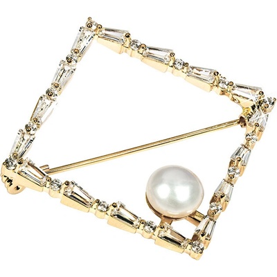 JwL Luxury Pearls trblietavá pozlátená brošňa s pravou perlou JL0520