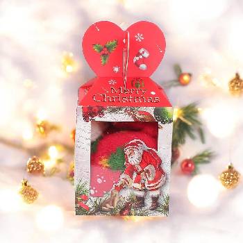 Бебешки коледни пухкави чорапи в червено