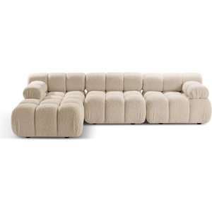 Micadoni Бежов модулен ъглов диван от букле (ляв ъгъл) Bellis - Micadoni Home (MIC_SET5L_213_F1_BELLIS1)