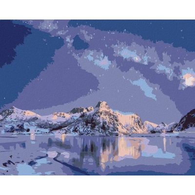 Zuty Malování Podle Čísel Mléčná Dráha Nad Zamrzlým Mořským Pobřežím 80 x 100 cm Plátno Rám