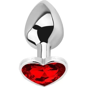 Afterdark Метално дилдо Butt Plug "SILVER RED SCARLET" 8 см. Размер-M