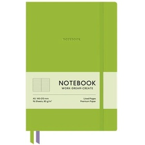Shkolyaryk Publishing House Genius A5 96-sheet hardcover leatherette green lined notebook (A5-7128L)