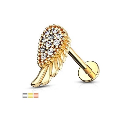Piercingate labreta andělské křídlo PLA00279 čirá
