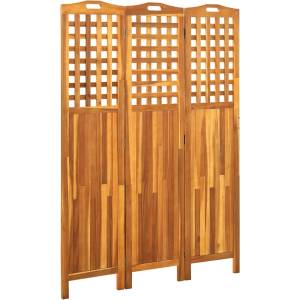 vidaXL Параван за стая, 3 панела, 121x2x170 cм, акациево дърво масив (311878)