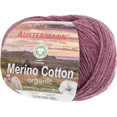Austermann MERINO COTTON - 55% vlna merino, 45% bavlna - Ručně pletací příze Barva: 20 BEERE