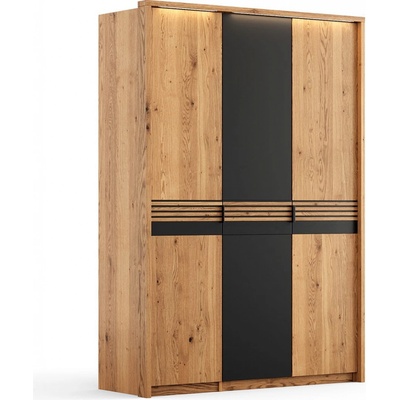 Nábytek z lesa Ravello 3D s černým sklem 1D 156 x 219 x 58 cm dub