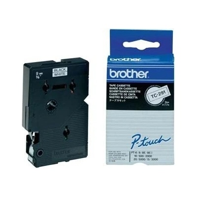Páska do tlačiarne štítkov Brother, TC-291, 9mm, čierna tlač/biely podklad, O TC291