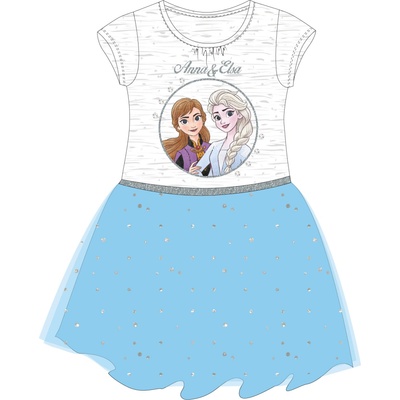 Frozen licencia dievčenské šaty Frozen 5223A575 šedá / svetlo modrá