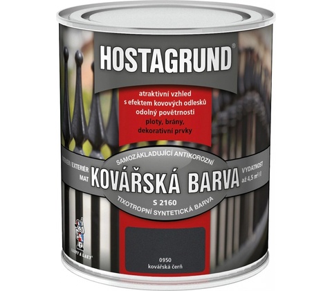Barvy a laky Hostivař 2v1 S2160 0,6L kovářská čerň 0950
