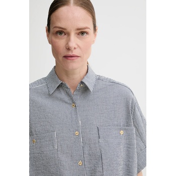 Sessùn Риза Sessun дамска в тъмносиньо със свободна кройка с класическа яка 25210002 (25210002)