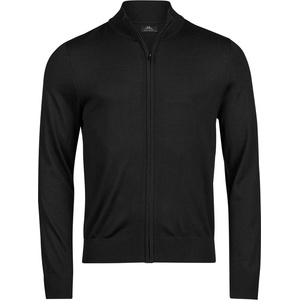 TEE JAYS tj6012 / Мъжки плетен пуловер с цип - черен s (18601200201)