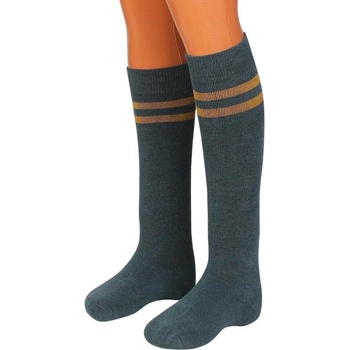 Три-четвърти термо чорапи в зелено с две ленти