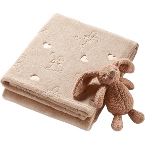 Babyono Бебешко одеяло с плюшена играчка Babyono - Зайче, 75 x 100 cm, бежово (5901435418710) - ozone