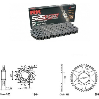RK Racing Chain Řetězová sada KTM 950 LC8 Adventure, S 03-06