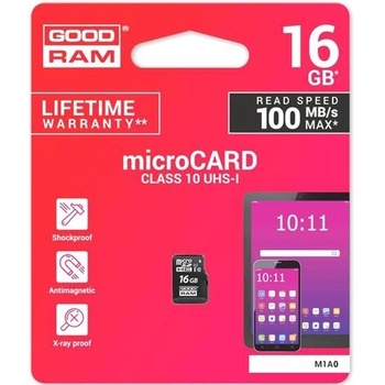GOODRAM Micro SDHC 16GB Class 10 UHS-I M1A0-0160R12