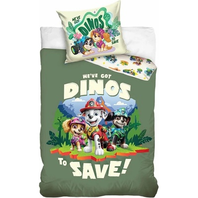 Carbotex bavlna obliečky Labková patrola Paw Patrol Záchrana dinosaurov 100% bavlna Renforcé 70x90 140x200
