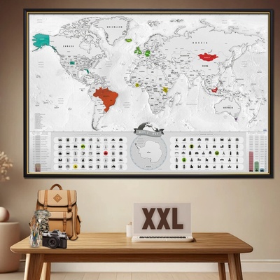 Stieracia mapa sveta - Blanc edícia zlatá XXL