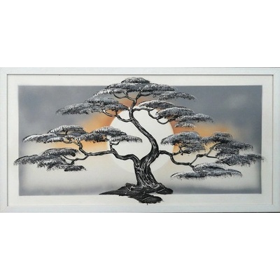 Obraz plastika bonsai čiernobiela