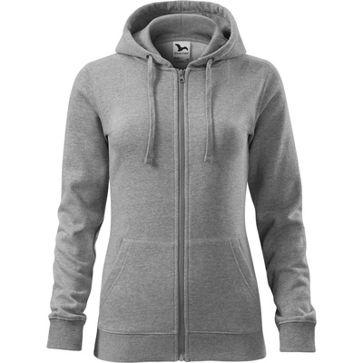 MALFINI Malfini trendy zipper 411 / Дамско кенгуру яке с цип по цялата дължина и качулка - тъмносив меланж s (4111213)