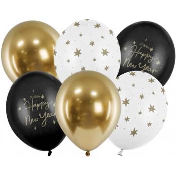 PartyDeco Sada latexových balónů Silvestr Happy New Year