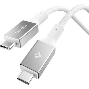 Spigen Кабел с бързо зареждане за устройства с USB-C порт - Spigen Essential USB-C to USB-C Cable 100W (бял) (150 см) (ACA10420)