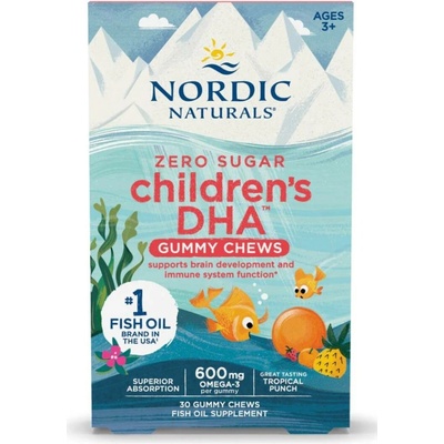 Nordic Naturals Children's DHA Gummy Chews, rybí olej pro děti 3+ tropické ovoce, 30 gumových bonbónů