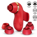 SuperLove SuperClit Vibrating Stimulator with Multifunction Caps Red