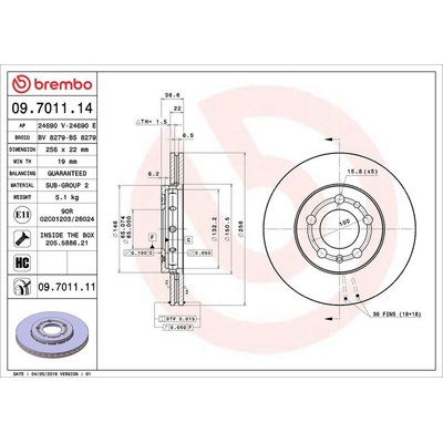 Brzdový kotouč BREMBO 09.7011.11 – Sleviste.cz