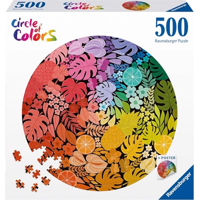 Ravensburger Кръгъл пъзел Ravensburger от 500 части - Тропически кръг (12000821)
