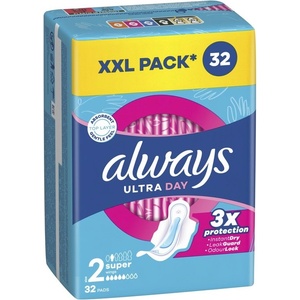 Always Дамски превръзки с крилца Always Ultra - Super Plus, 32 броя