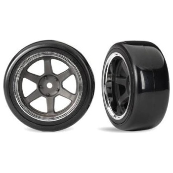 Traxxas колело 1.9", графитено сив диск, гума дрифт мека предна (2)