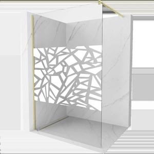 Mexen Kioto душ стена Walk-in 90 x 200 см, бял модел 8 мм, златен матов - 800-090-101-55-85 (800-090-101-55-85)