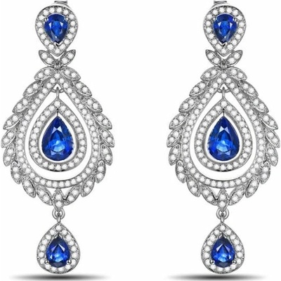 Eppi Luxusné zafírové náušnice s diamantmi Drewy E32469