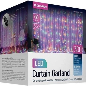 COLORWAY LED girlanda/ vnitřní 300 LED délka 3 x 3m více barevná/ AC 220V CW-GW-300L33VMC