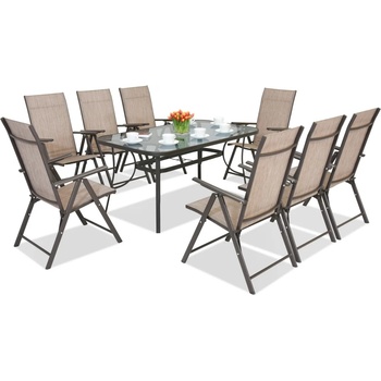 Garden Point Трапезни мебели от стомана Modena/Rosario за 8 души Garden Point, кафяви (GAP389-8)