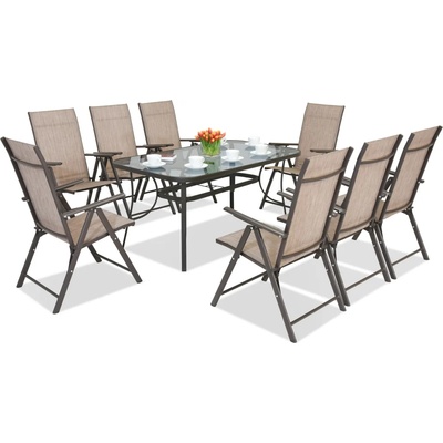 Garden Point Трапезни мебели от стомана Modena/Rosario за 8 души Garden Point, кафяви (GAP389-8)