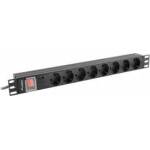 Lanberg Удължител Lanberg, 8 гнезда, С ключ, 230 V, 2 м, Черен, Червен
