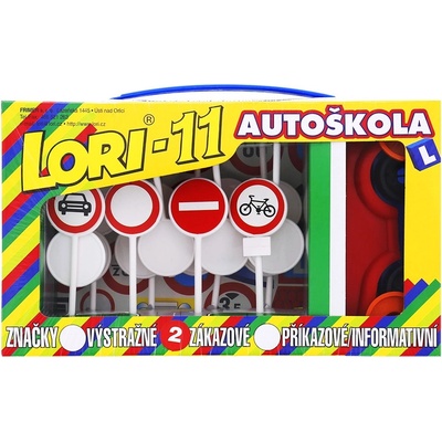 LORI 11 Autoškola 16 značek + 2 kužely autíčko červené – Zboží Mobilmania