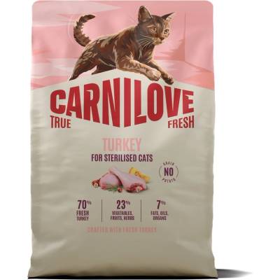 CARNILOVE true fresh Суха храна за котки с пуешко месо за кастрирани възрастни котки от всички породи, 2 кг
